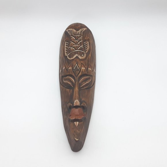 Wooden Indonesian Tribal Mask Wall Hanging - Picture 2 of 10